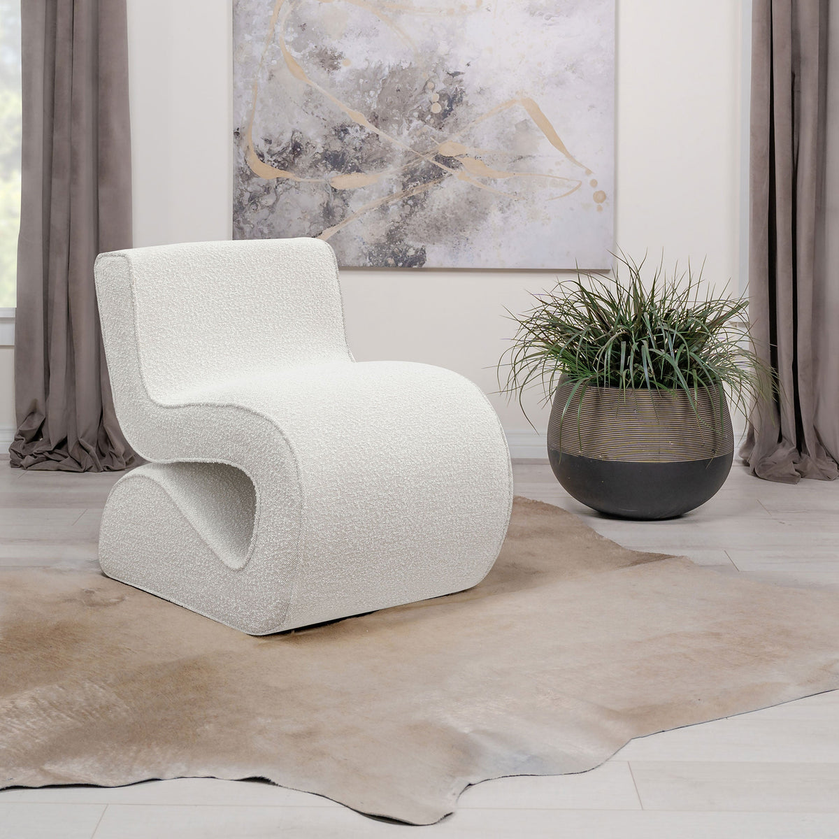 Ronea Boucle Upholstered Armless Curved Chair
