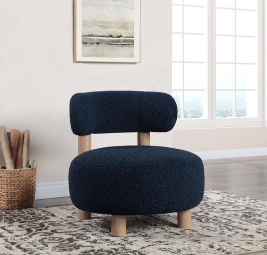 Zonie Boucle Upholstered Back Accent Chair Blue