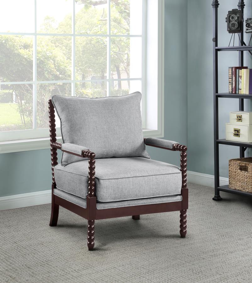 Blanchett Upholstered Bobbin Accent Chair Grey