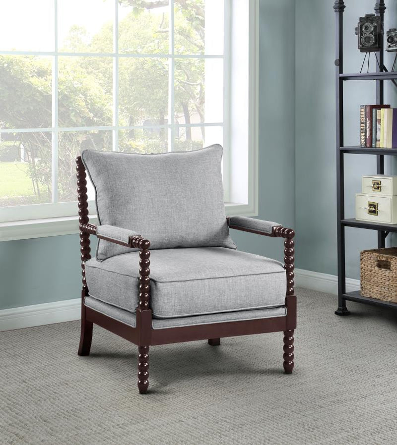 Blanchett Upholstered Bobbin Accent Chair Grey