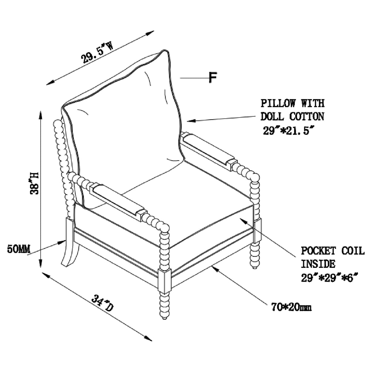 Blanchett Upholstered Bobbin Accent Chair