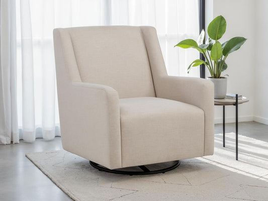 Sorrel Fabric Upholstered Swivel Glider Arm Chair Latte Default Title
