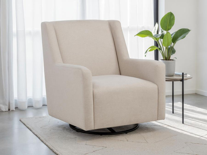 Sorrel Fabric Upholstered Swivel Glider Arm Chair Latte Default Title