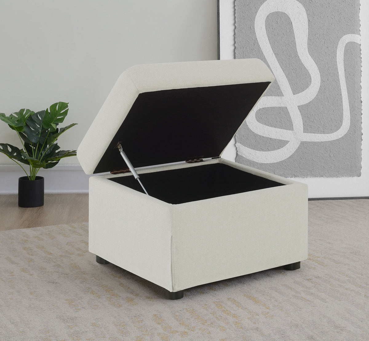 Winter Upholstered Hydraulic Lift Top Storage Ottoman