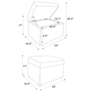 Winter Upholstered Hydraulic Lift Top Storage Ottoman