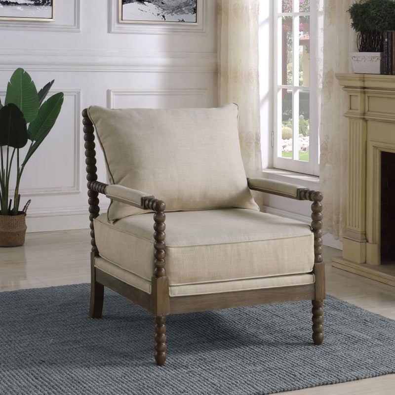 Blanchett Upholstered Bobbin Accent Chair Beige