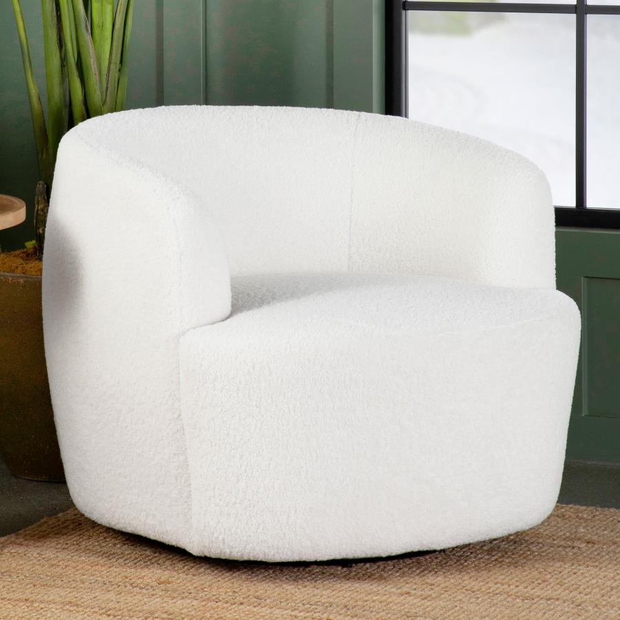 Hudson Faux Sheepskin Upholstered Swivel Chair Natural Default Title