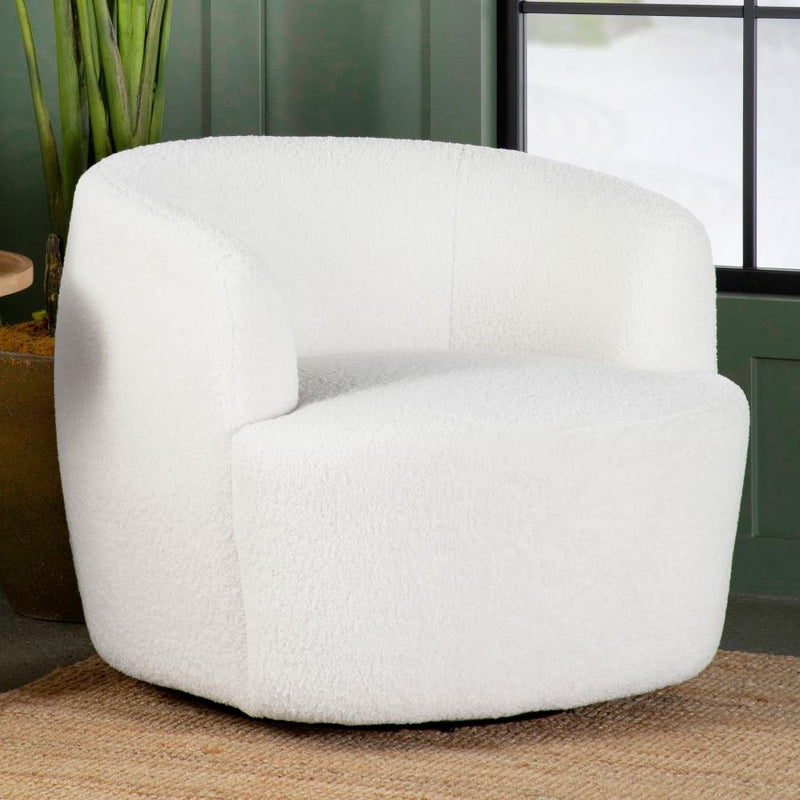 Hudson Faux Sheepskin Upholstered Swivel Chair Natural Default Title