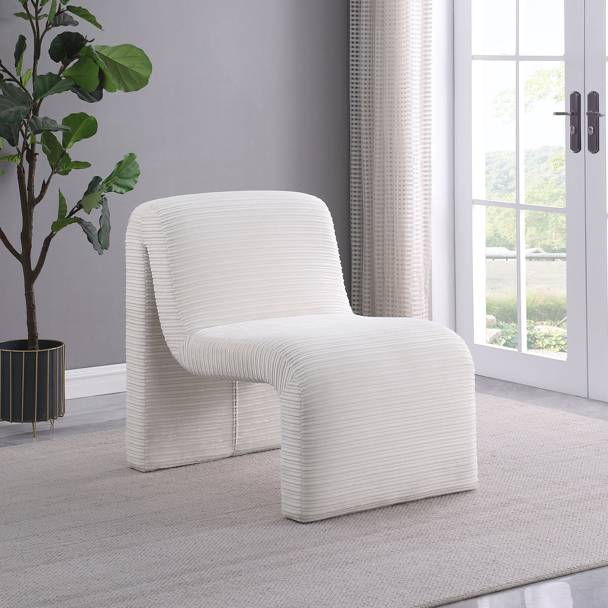 Drayton Upholstered Curved Armless Accent Chair