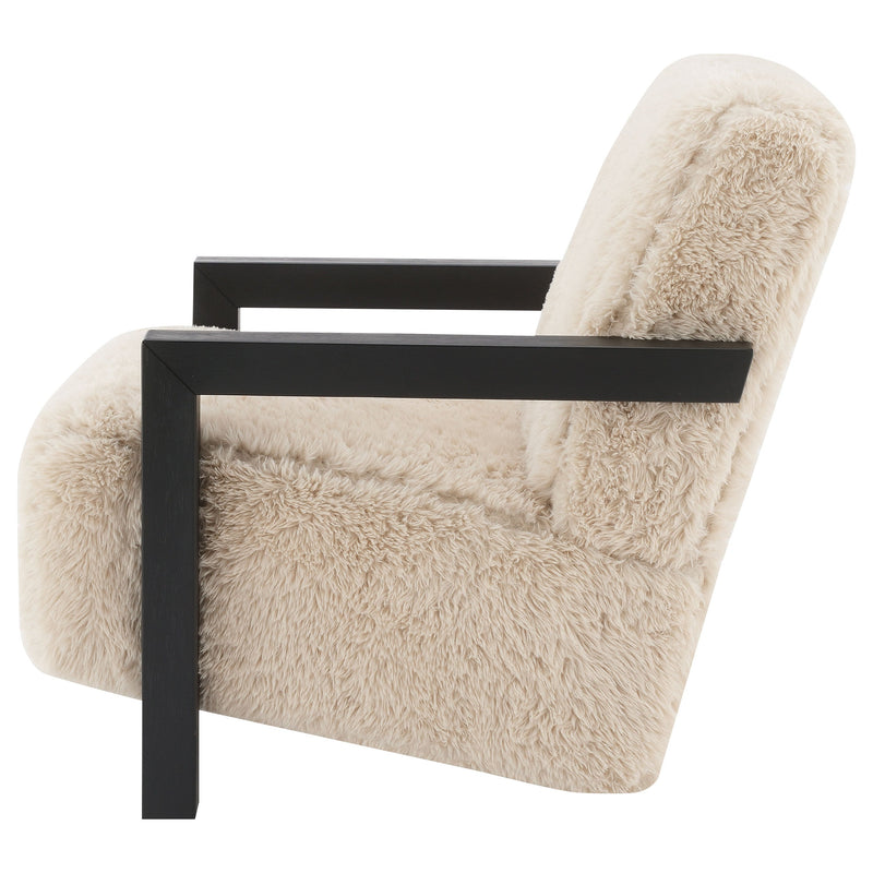 Fitzroy Faux Fur Upholstered Chair Solid Wood Arms