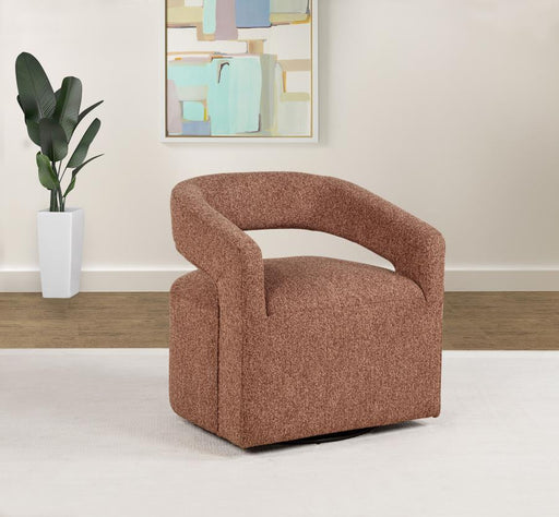 Westhill Boucle Upholstered Swivel Accent Chair Rocky Road Berry