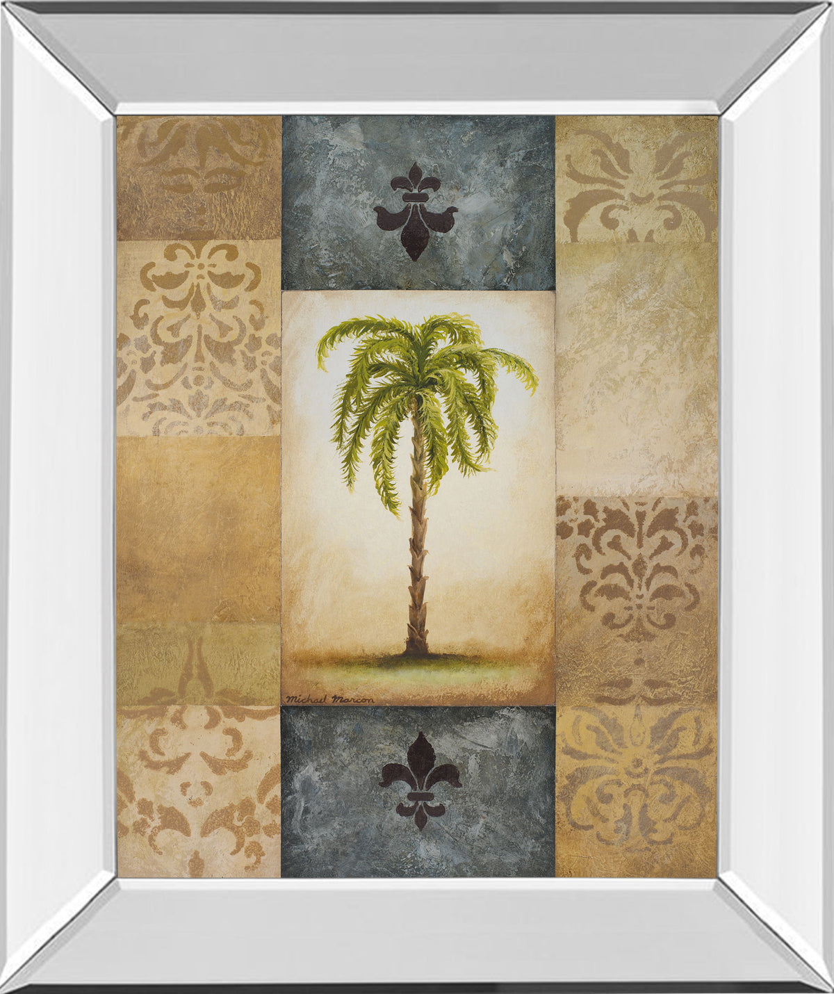 Fantasy Palm Il By Michael Marcon - Mirror Framed Print Wall Art - Light Brown