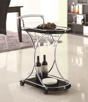 Elfman 2-tier Glass Shelf Metal Bar Cart Black