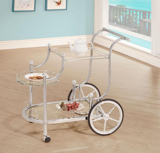 Sarandon 3-tier Glass Shelf Metal Bar Cart Chrome Default Title