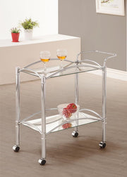 Shadix 2-tier Rectangular Glass Shelf Metal Bar Cart Chrome Default Title