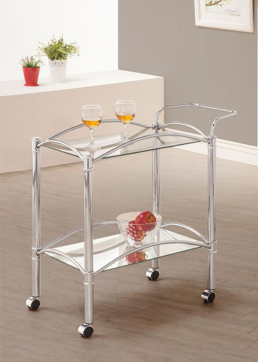 Shadix 2-tier Rectangular Glass Shelf Metal Bar Cart Chrome Default Title