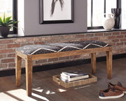 Lamont Fabric Upholstered Accent Bench Black and Natural Default Title