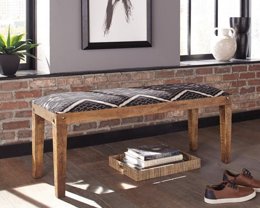 Lamont Fabric Upholstered Accent Bench Black and Natural Default Title