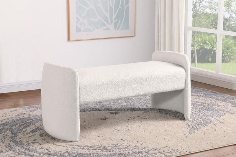 Peoria Velvet Upholstered Accent Bench Ivory Default Title