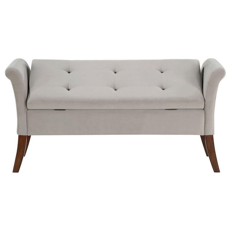 Farrah Velvet Upholstered Rolled Arm Storage Bench