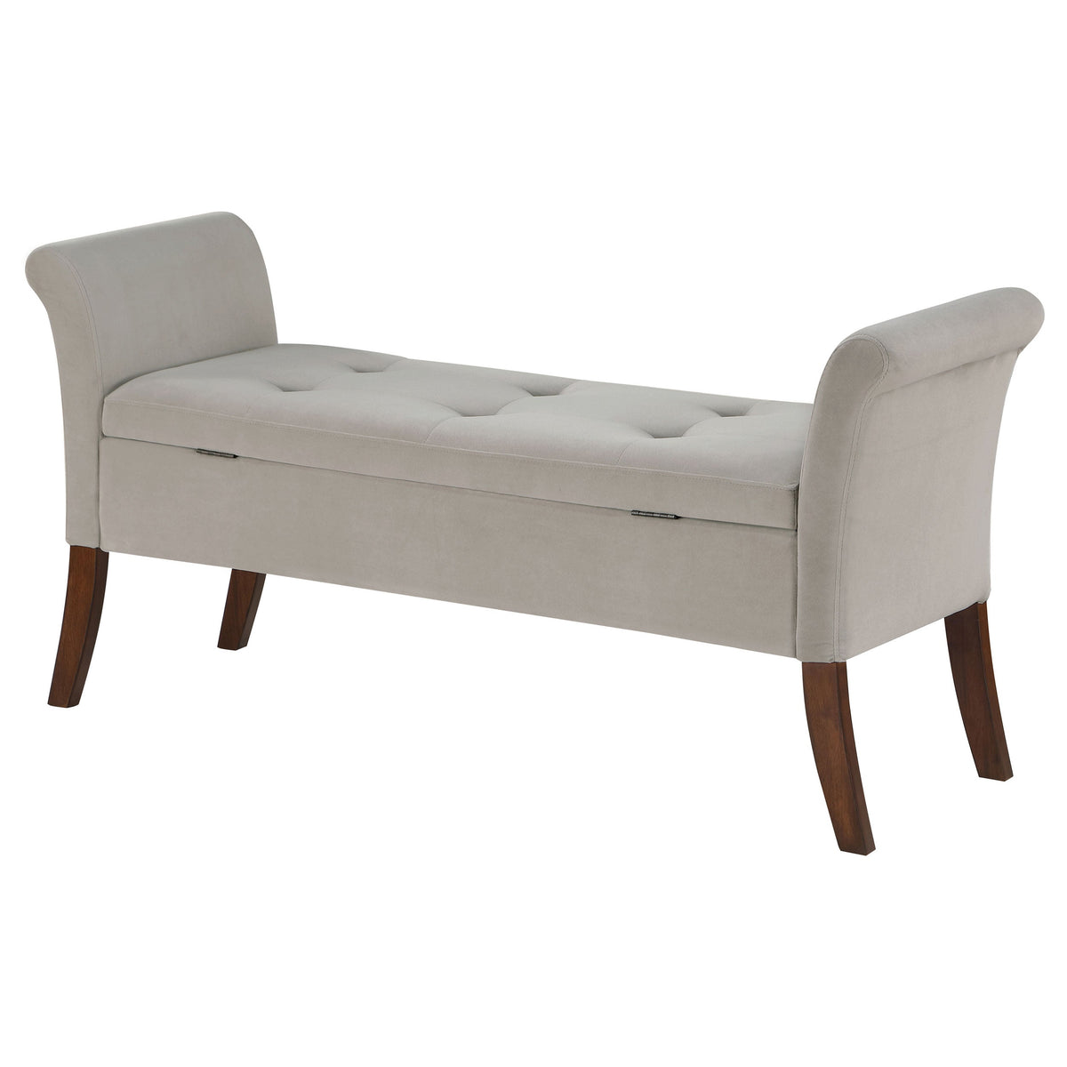 Farrah Velvet Upholstered Rolled Arm Storage Bench