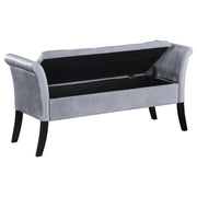 Farrah Velvet Upholstered Rolled Arm Storage Bench