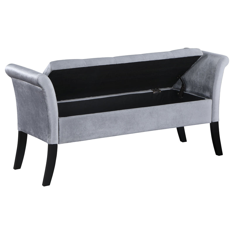 Farrah Velvet Upholstered Rolled Arm Storage Bench