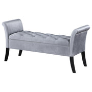 Farrah Velvet Upholstered Rolled Arm Storage Bench