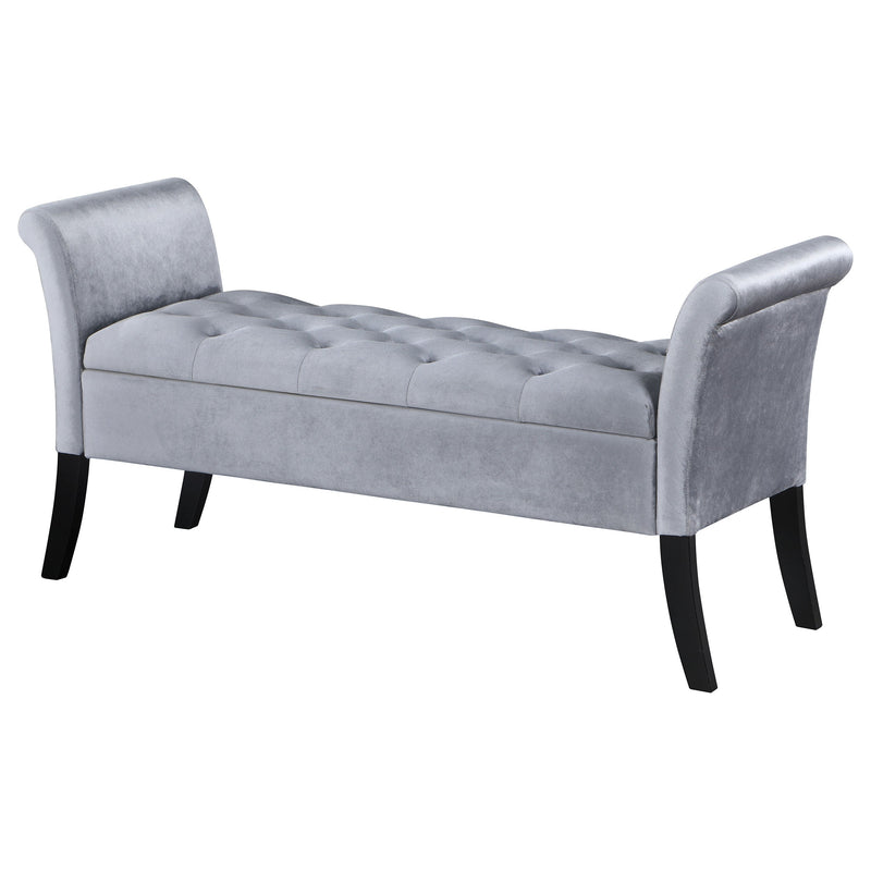 Farrah Velvet Upholstered Rolled Arm Storage Bench