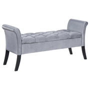Farrah Velvet Upholstered Rolled Arm Storage Bench
