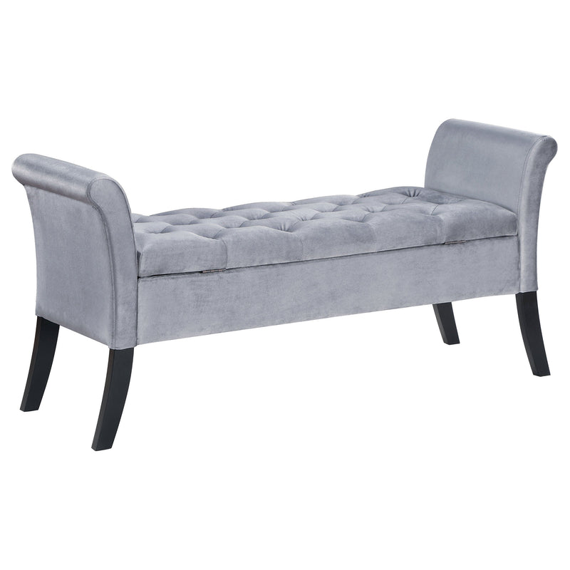Farrah Velvet Upholstered Rolled Arm Storage Bench