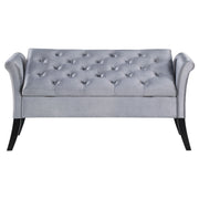 Farrah Velvet Upholstered Rolled Arm Storage Bench