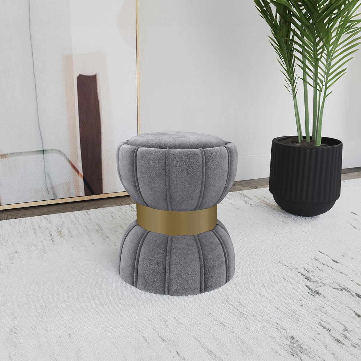 Sora Round Upholstered Ottoman