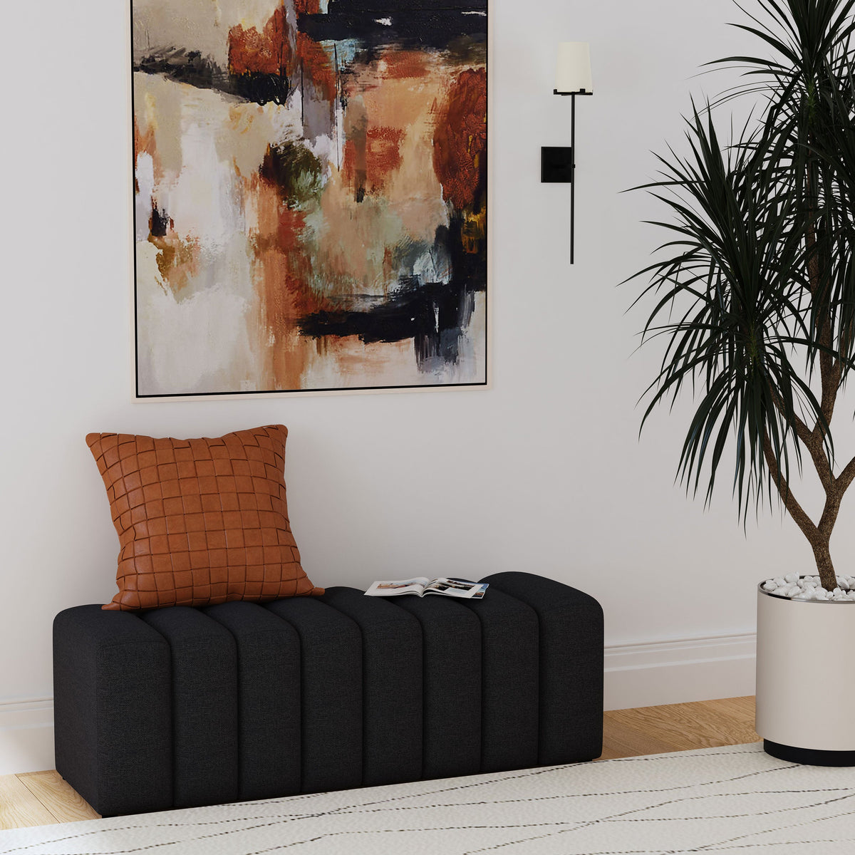 Summer Fabric Upholstered Tufted Accent Bench