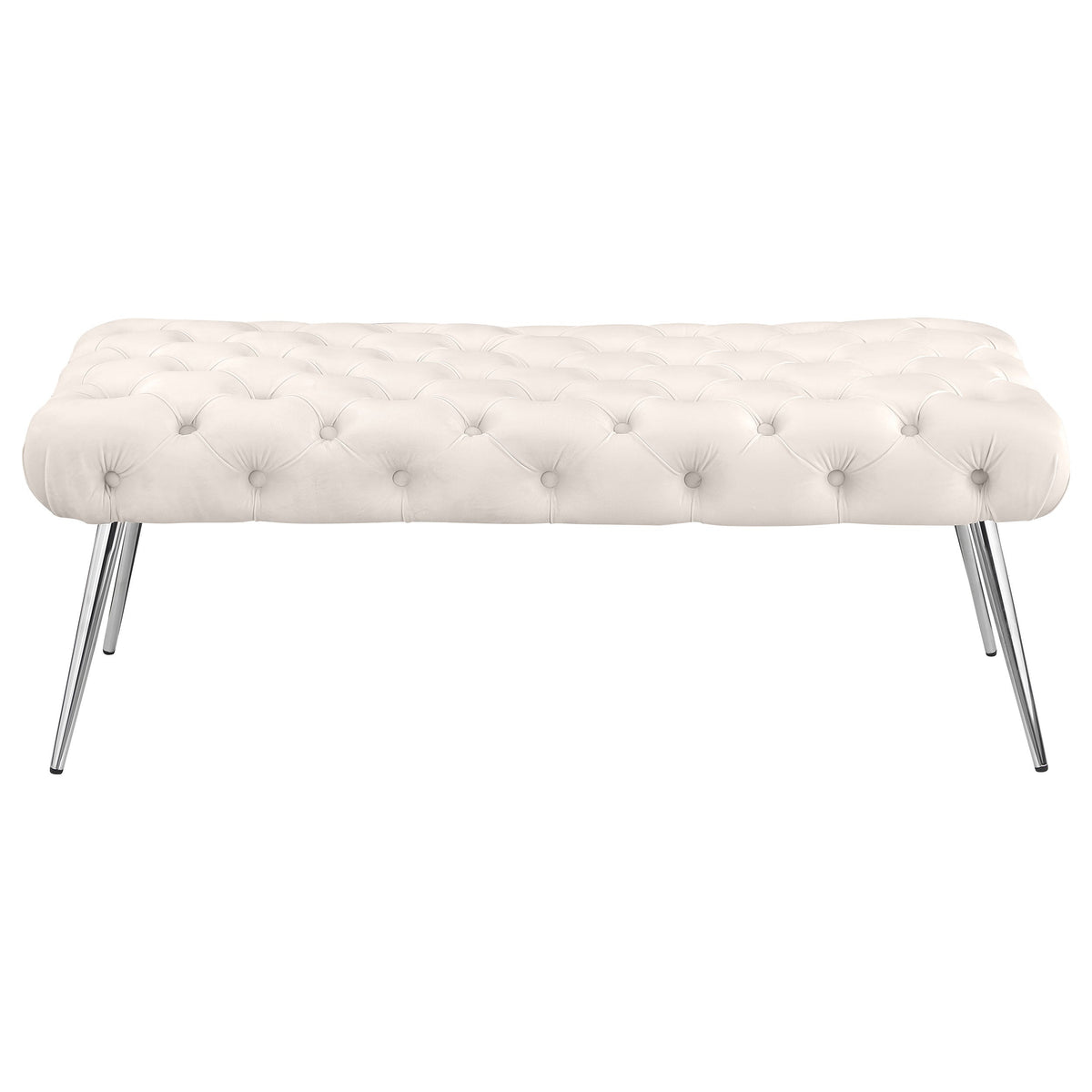 Ella Upholstered Tufted Bench Stainless Steel Legs