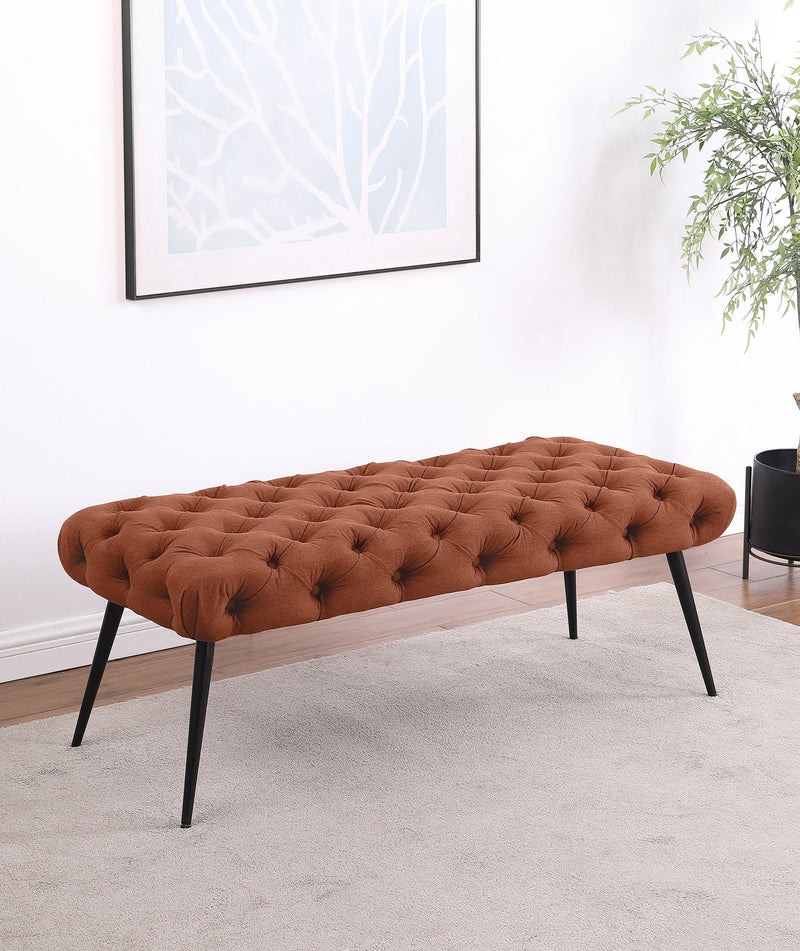 Ella Upholstered Tufted Bench Stainless Steel Legs