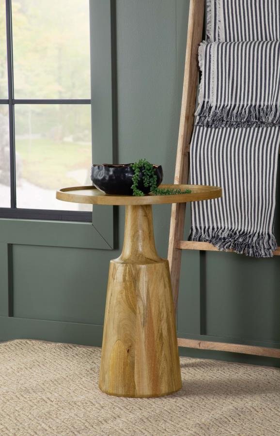 Ixia Round Solid Wood Accent Side Table Natural