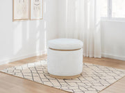 Remuda Boucle Upholstered Round Storage Ottoman Ivory Default Title
