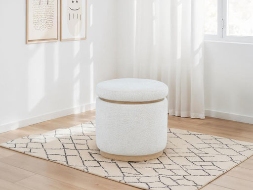 Remuda Boucle Upholstered Round Storage Ottoman Ivory Default Title