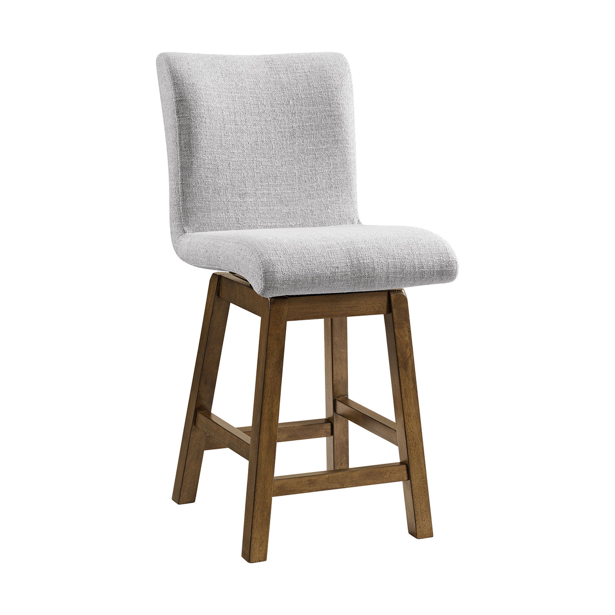 Carmela - Swivel Counter Chair (Set of 2) - Brown / Light Gray Linen