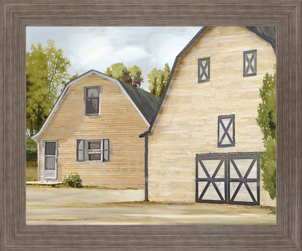 Summer Barns - 28" x 34" Framed Wall Art - Beige