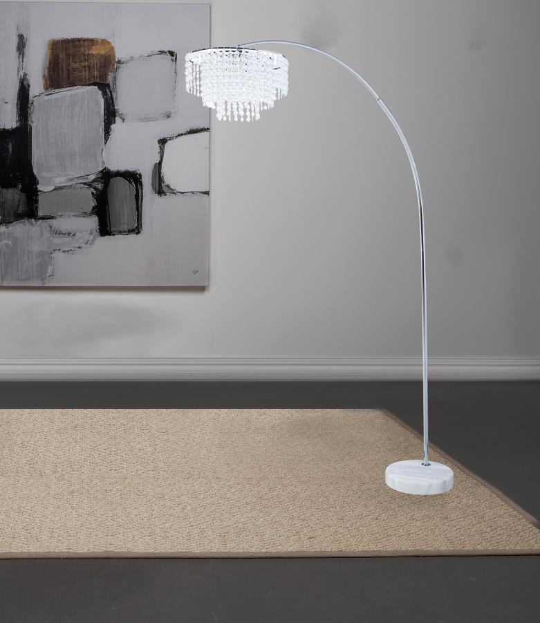 Shirley 86-inch Hanging Crystal Arc Metal Floor Lamp Chrome Default Title
