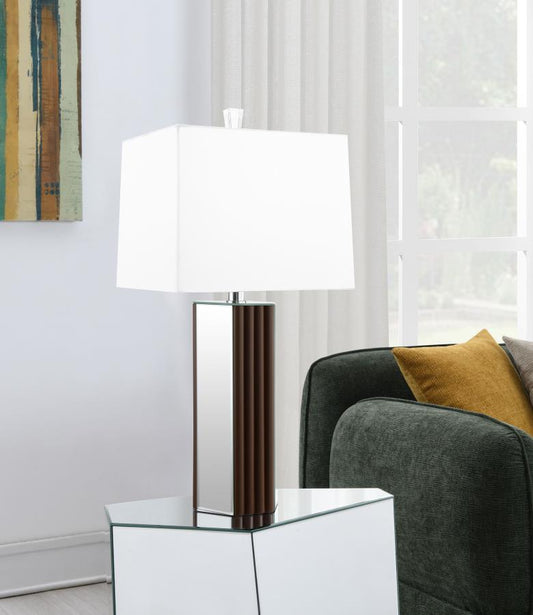 Elena 30-inch Square Tapered Mirrored Table Lamp Brown Default Title