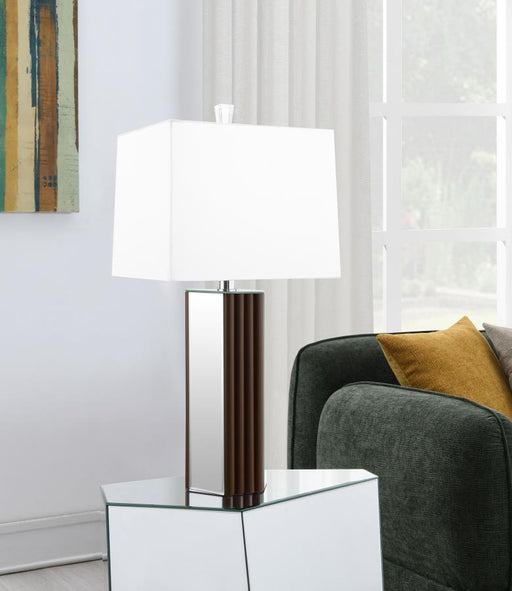 Elena 30-inch Square Tapered Mirrored Table Lamp Brown Default Title