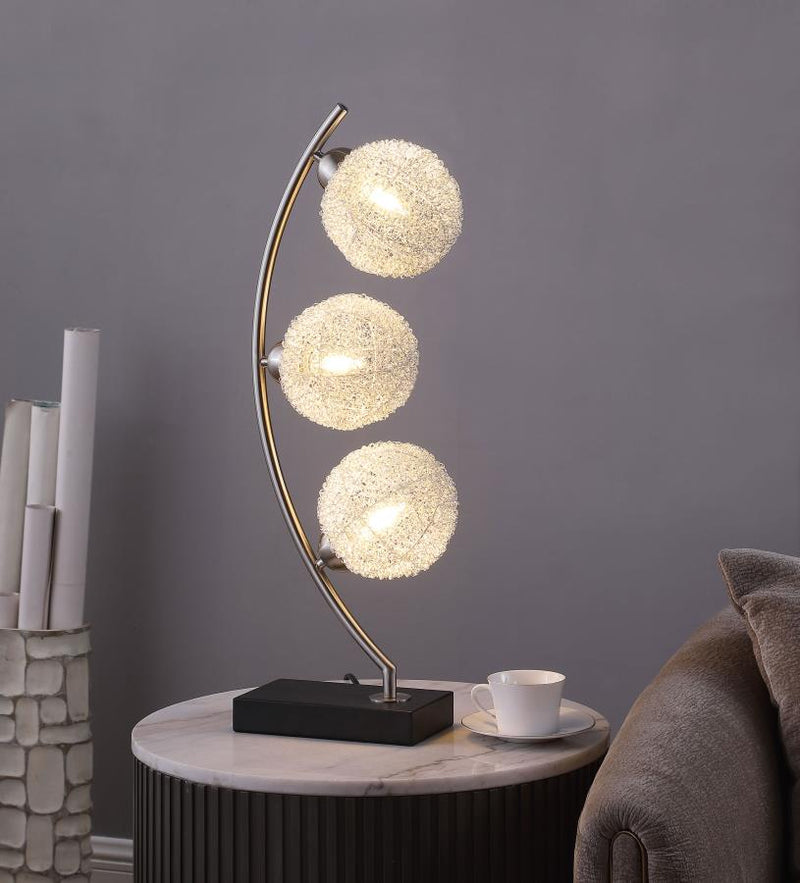 Claudia 30-inch Woven Spherical Metal Table Lamp Black Default Title