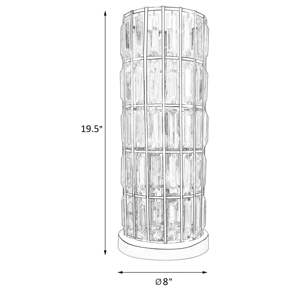 Wanda 20-inch Crystal Shade Bedside Table Lamp