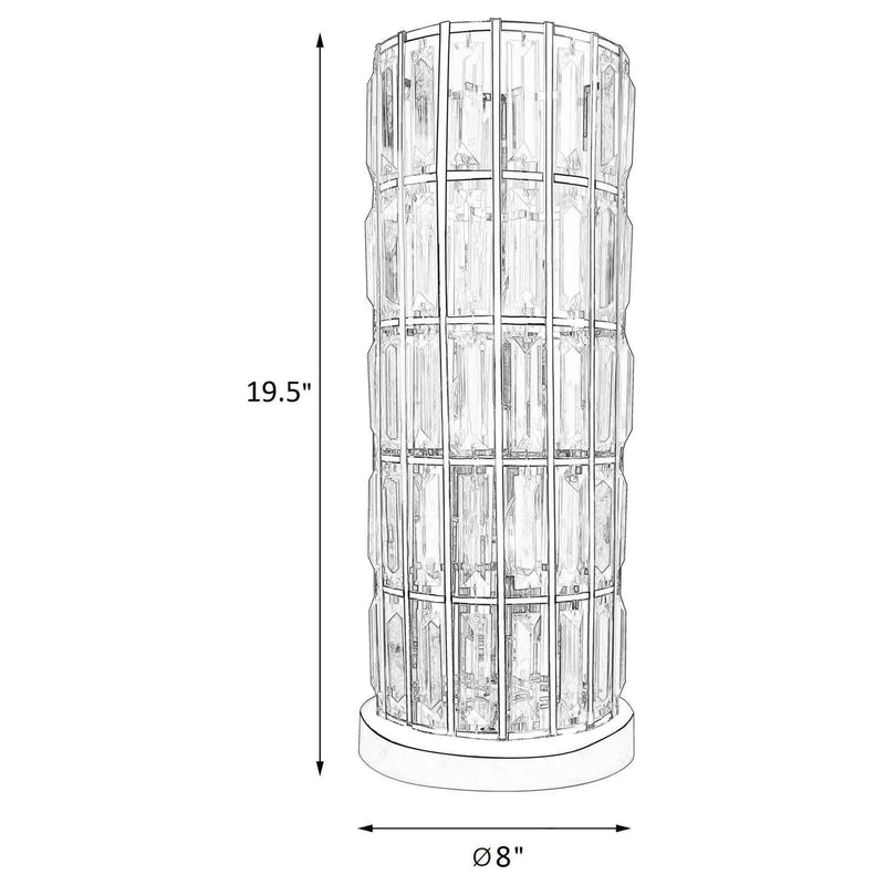 Wanda 20-inch Crystal Shade Bedside Table Lamp