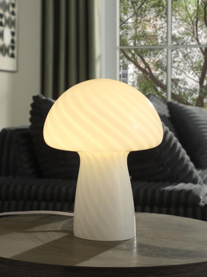 Kanaby Mushroom Shaped Glass Bedside Table Lamp White Default Title