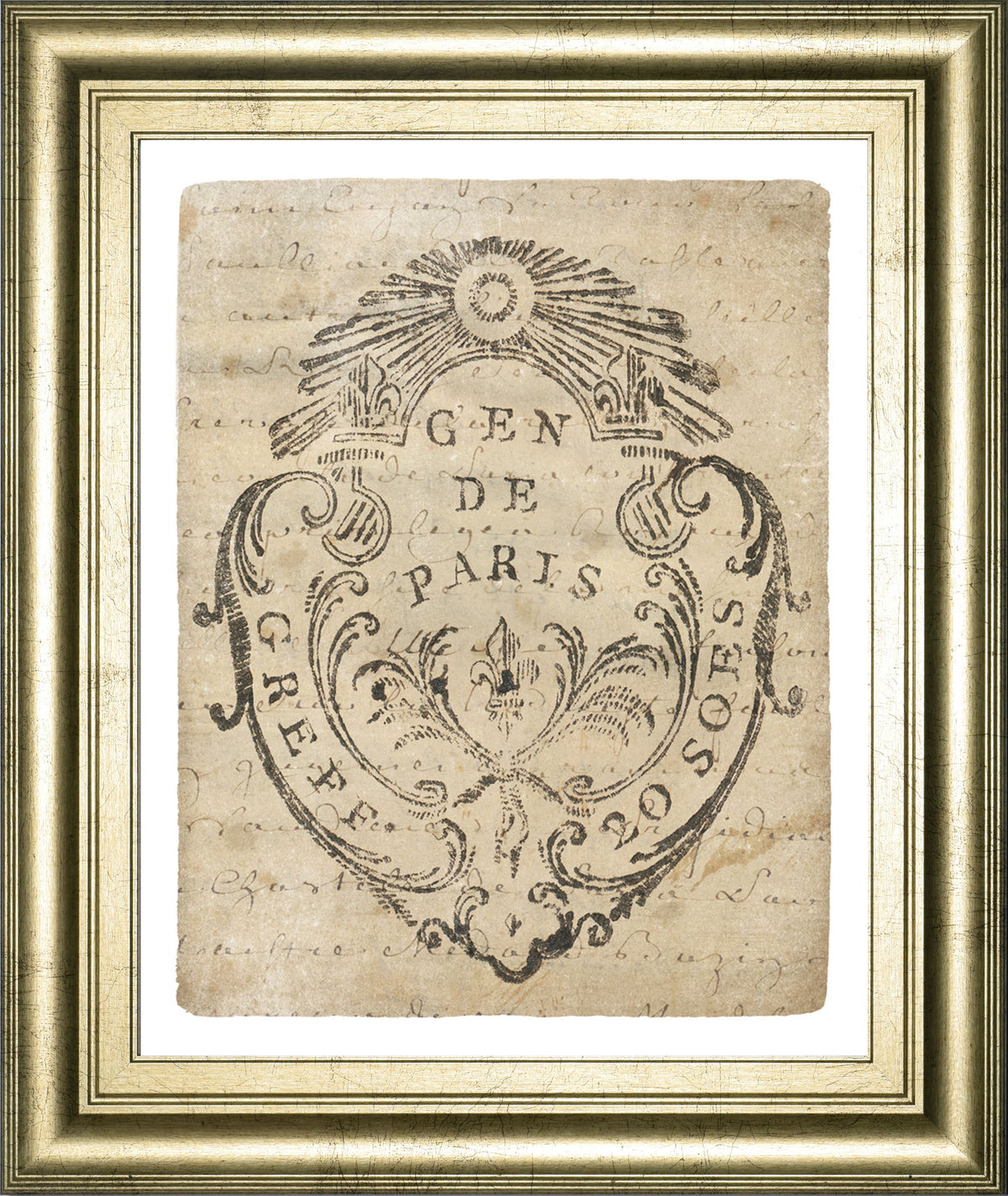 Letter Crest IIa Vintage V2 By Wild Apple Portfolio - Framed Print Wall Art - Beige