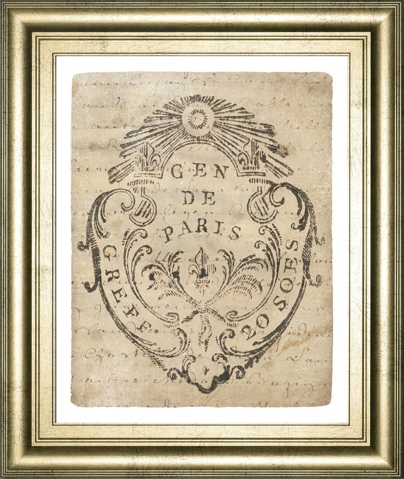 Letter Crest IIa Vintage V2 By Wild Apple Portfolio - Framed Print Wall Art - Beige